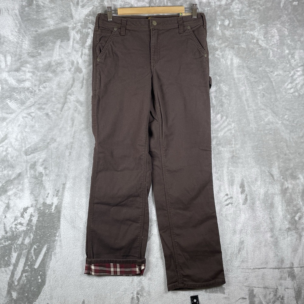BUNDLE 2 PAIRS NWT Carhartt Fulton Pant Womens 4 Short Flannel Lined Canvas - Picture 2 of 15